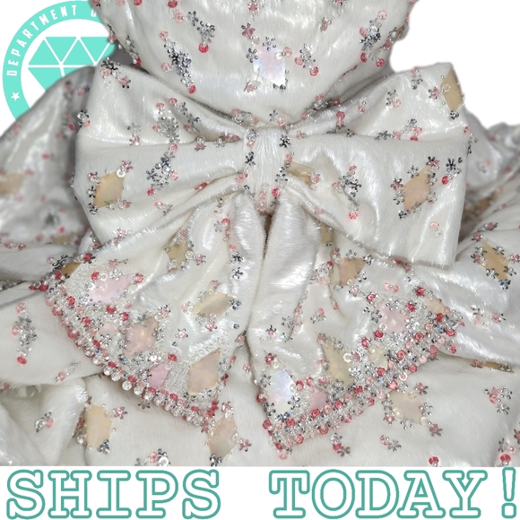 SPRING Easter MOSCHINO COUTURE Faux Fur Dress Marie Antoinette Embellished Beads - Picture 5 of 16